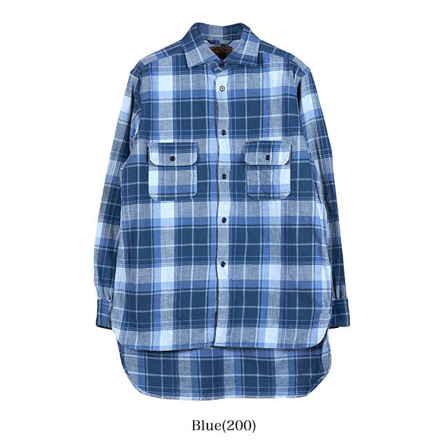 Nigel Cabourn ナイジェルケーボン グランパシャツ フランネル チェックシャツ 80450010007 ロングテイル 長袖シャツ メンズ