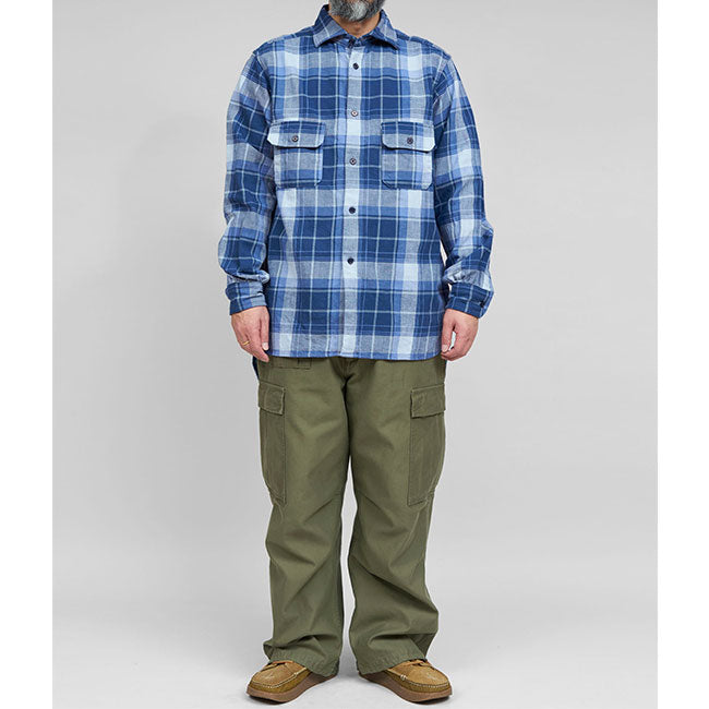 Nigel Cabourn ナイジェルケーボン グランパシャツ フランネル チェックシャツ 80450010007 ロングテイル 長袖シャツ メンズ