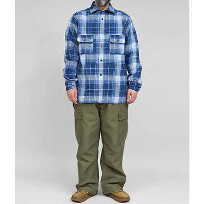Nigel Cabourn ナイジェルケーボン グランパシャツ フランネル チェックシャツ 80450010007 ロングテイル 長袖シャツ メンズ