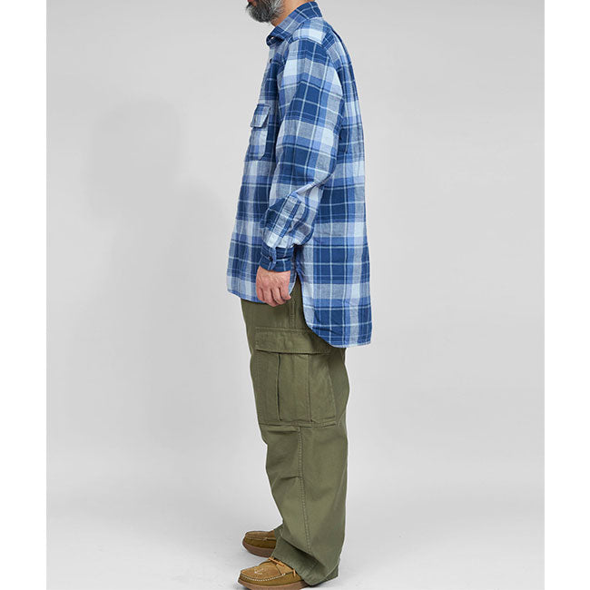 Nigel Cabourn ナイジェルケーボン グランパシャツ フランネル チェックシャツ 80450010007 ロングテイル 長袖シャツ メンズ