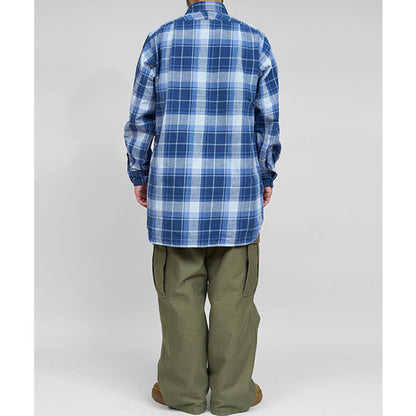 Nigel Cabourn ナイジェルケーボン グランパシャツ フランネル チェックシャツ 80450010007 ロングテイル 長袖シャツ メンズ
