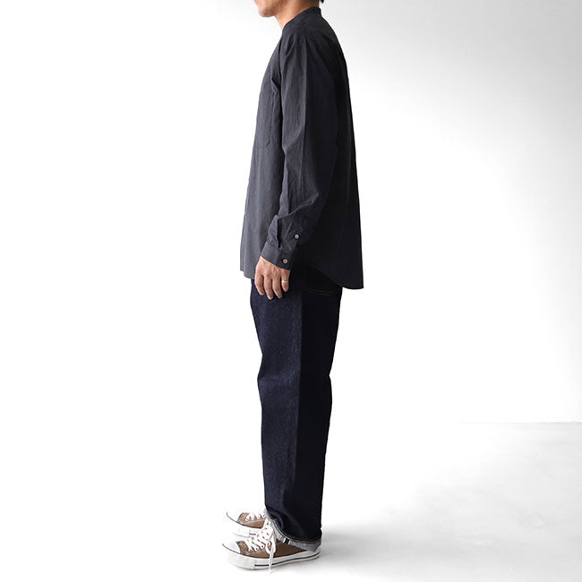 Still by Hand スティルバイハンド ストライプ バンドカラーシャツ SH0593 ノーカラー 長袖シャツ (メンズ)