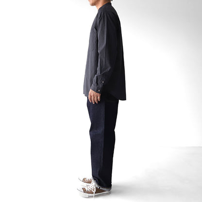Still by Hand スティルバイハンド ストライプ バンドカラーシャツ SH0593 ノーカラー 長袖シャツ (メンズ)