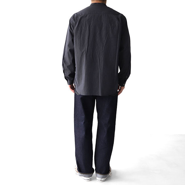 Still by Hand スティルバイハンド ストライプ バンドカラーシャツ SH0593 ノーカラー 長袖シャツ (メンズ)