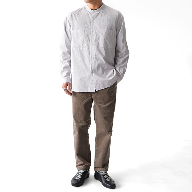 Still by Hand スティルバイハンド ストライプ バンドカラーシャツ SH0593 ノーカラー 長袖シャツ (メンズ)