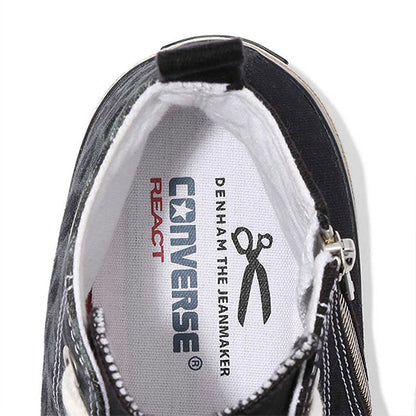 DENHAM × Converse デンハム コンバース コラボ ヒョウ柄 キャンバス サイドジップ オールスター レオパード ブラック 黒 (メンズ レディース)