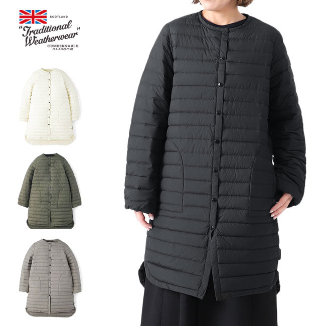 Traditional Weatherwear トラディショナルウェザーウェア ARKLEY LONG DOWN アークリー ノーカラー ロング ダウン キルティングコート A222CIDCO0169OJ レディース
