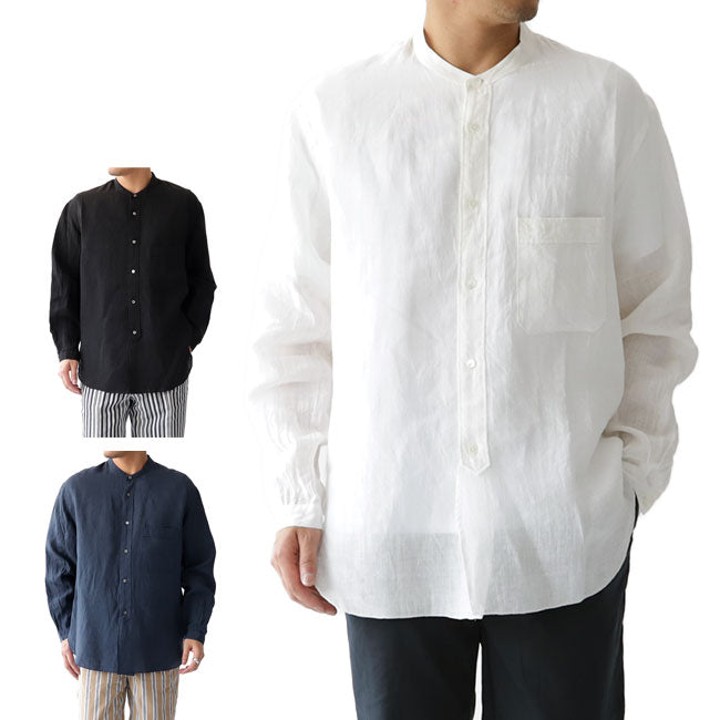 Still by Hand スティルバイハンド リネン バンドカラーシャツ SH0792 麻 ノーカラー リネンシャツ (メンズ)