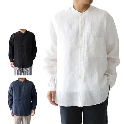 Still by Hand スティルバイハンド リネン バンドカラーシャツ SH0792 麻 ノーカラー リネンシャツ (メンズ)