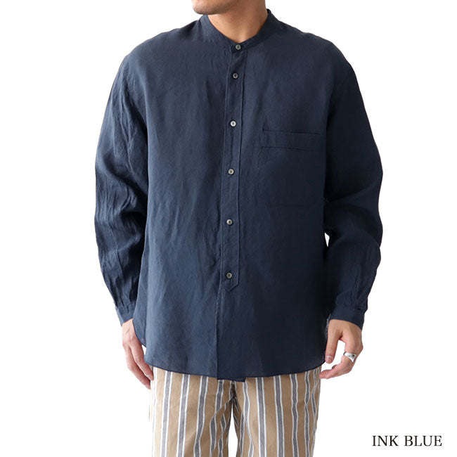 Still by Hand スティルバイハンド リネン バンドカラーシャツ SH0792 麻 ノーカラー リネンシャツ (メンズ)
