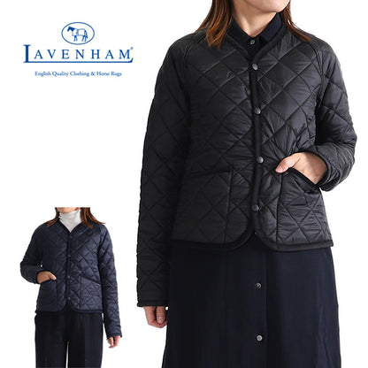 LAVENHAM ラベンハム キルティングノーカラージャケット バーハム BARHAM インナーダウン カーディガン ラブンライト (レディース)