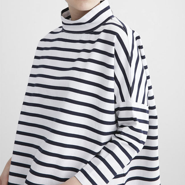 Traditional Weatherwear トラディショナルウェザーウェア BIG MARINE T/N モックネック ボーダー カットソー L192CJPO0227A 長袖Tシャツ レディース