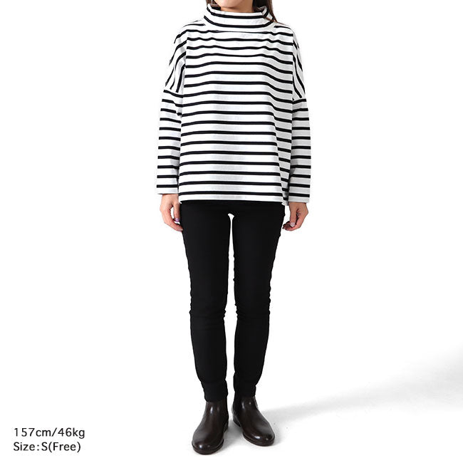 Traditional Weatherwear トラディショナルウェザーウェア BIG MARINE T/N モックネック ボーダー カットソー L192CJPO0227A 長袖Tシャツ レディース