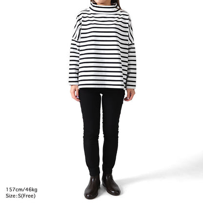 Traditional Weatherwear トラディショナルウェザーウェア BIG MARINE T/N モックネック ボーダー カットソー L192CJPO0227A 長袖Tシャツ レディース