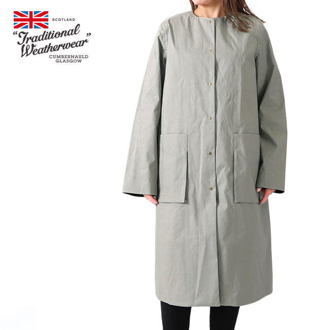 Traditional Weatherwear トラディショナルウェザーウェア ヒョウ柄ファーライナー付き ノーカラー コート L192APFCO0156BP ゴム引き レディース