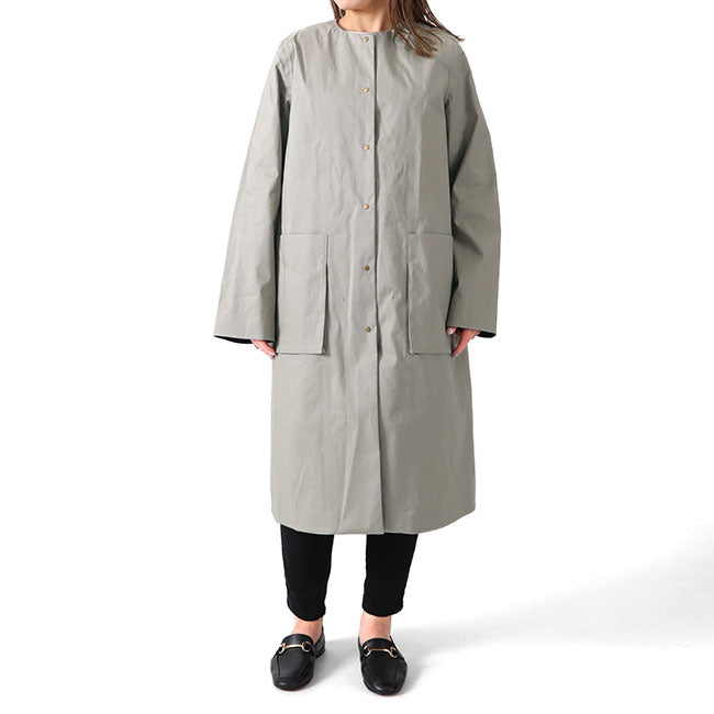 Traditional Weatherwear トラディショナルウェザーウェア ヒョウ柄ファーライナー付き ノーカラー コート L192APFCO0156BP ゴム引き レディース