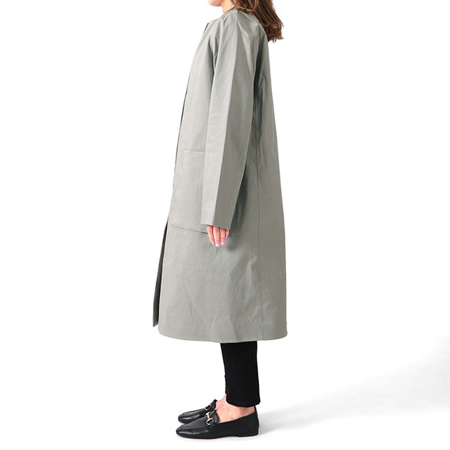 Traditional Weatherwear トラディショナルウェザーウェア ヒョウ柄ファーライナー付き ノーカラー コート L192APFCO0156BP ゴム引き レディース