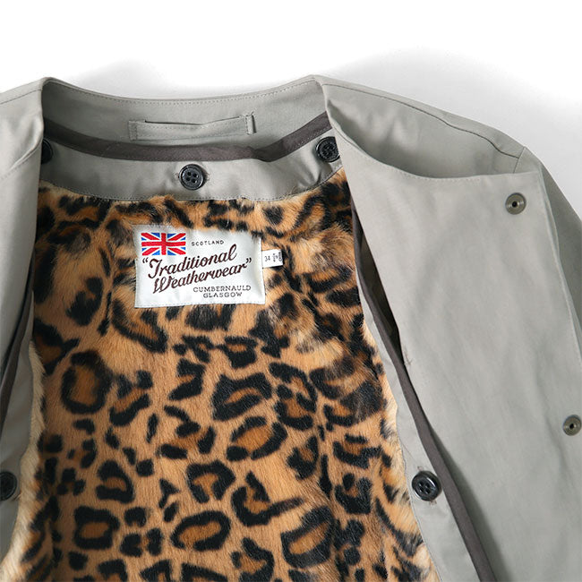 Traditional Weatherwear トラディショナルウェザーウェア ヒョウ柄ファーライナー付き ノーカラー コート L192APFCO0156BP ゴム引き レディース