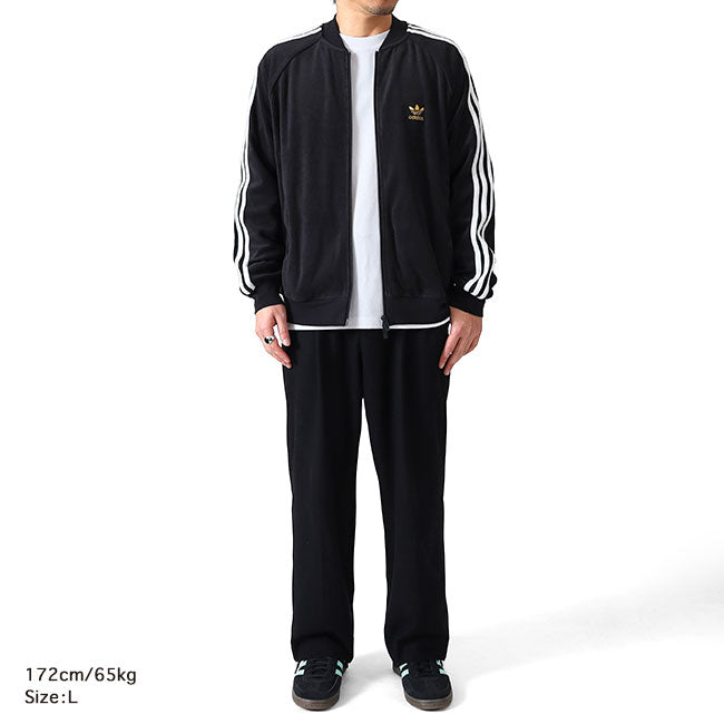 日本限定モデル adidas originals アディダス オリジナルス パイル地 トラックトップ ジャージ JX8971 黒 ブラック メンズ レディース