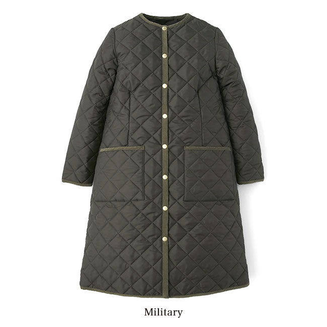 Traditional Weatherwear トラディショナルウェザーウェア ARKLEY LONG アークリー ロング キルティング カラーレスコート ノーカラー レディース