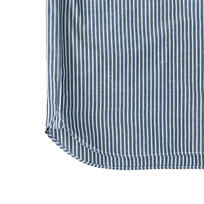 DANTON ダントン ストライプ バンドカラー コットンリネン シャツ JD-3788 SCP 半袖シャツ メンズ