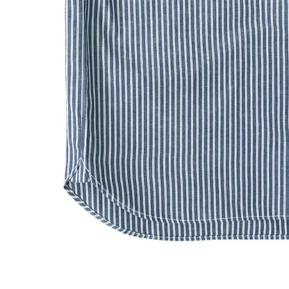 DANTON ダントン ストライプ バンドカラー コットンリネン シャツ JD-3788 SCP 半袖シャツ メンズ
