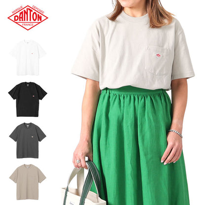 DANTON ダントン ワッペンロゴ 胸ポケット Tシャツ DT-C0197 TCB 無地 半袖Tシャツ レディース