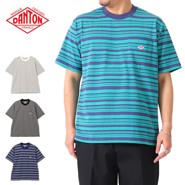 DANTON ダントン ワッペンロゴ 胸ポケット ボーダー Tシャツ DT-C0198 TCB 半袖Tシャツ メンズ レディース