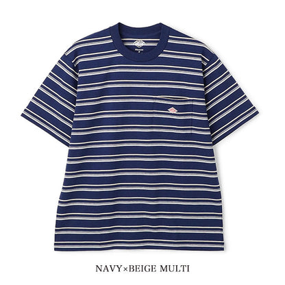 DANTON ダントン ワッペンロゴ 胸ポケット ボーダー Tシャツ DT-C0198 TCB 半袖Tシャツ メンズ レディース