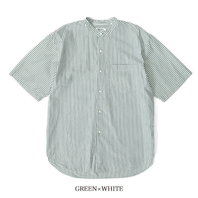GYMPHLEX ジムフレックス バンドカラー ストライプシャツ GY-B0156 MUL 半袖シャツ メンズ