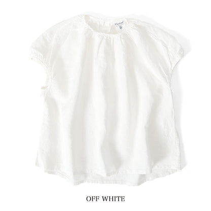 ORCIVAL オーシバル リネンクロス ネックギャザー プルオーバーシャツ OR-B0141 YLM 半袖シャツ カットソー レディース