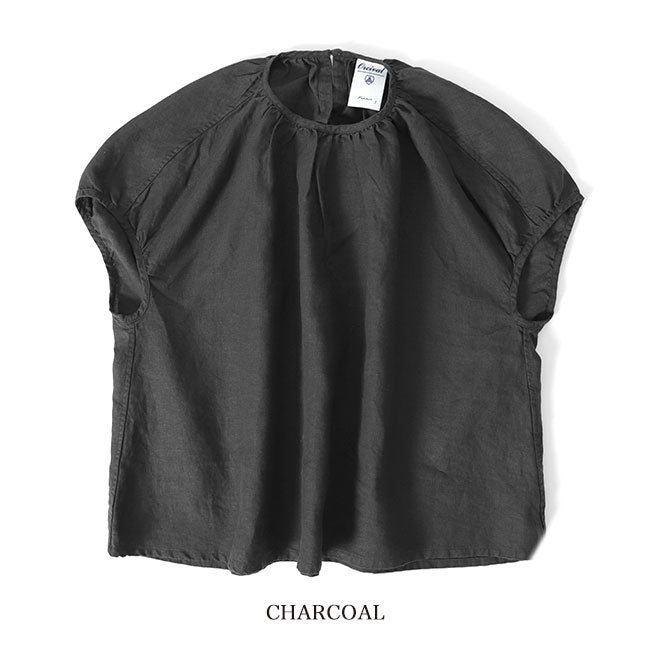 ORCIVAL オーシバル リネンクロス ネックギャザー プルオーバーシャツ OR-B0141 YLM 半袖シャツ カットソー レディース