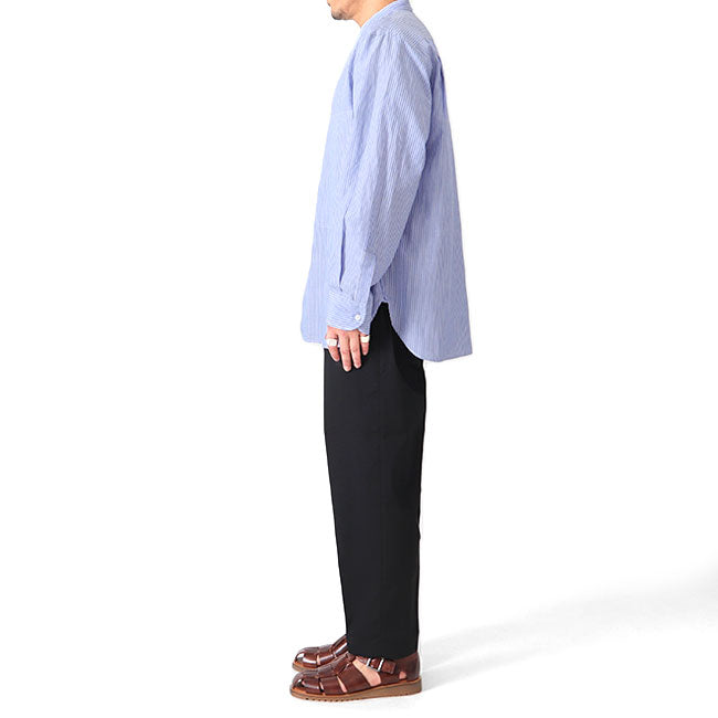 STILL BY HAND スティルバイハンド ストライプ ナローカラー コットンラミーシャツ SH04231 バンドカラー 長袖シャツ メンズ