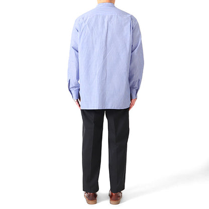 STILL BY HAND スティルバイハンド ストライプ ナローカラー コットンラミーシャツ SH04231 バンドカラー 長袖シャツ メンズ