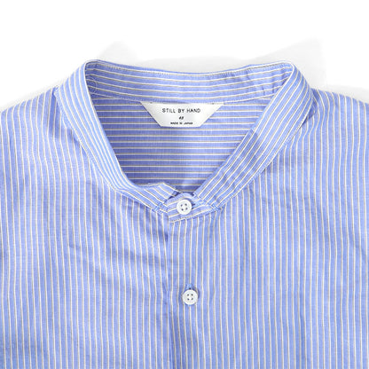 STILL BY HAND スティルバイハンド ストライプ ナローカラー コットンラミーシャツ SH04231 バンドカラー 長袖シャツ メンズ