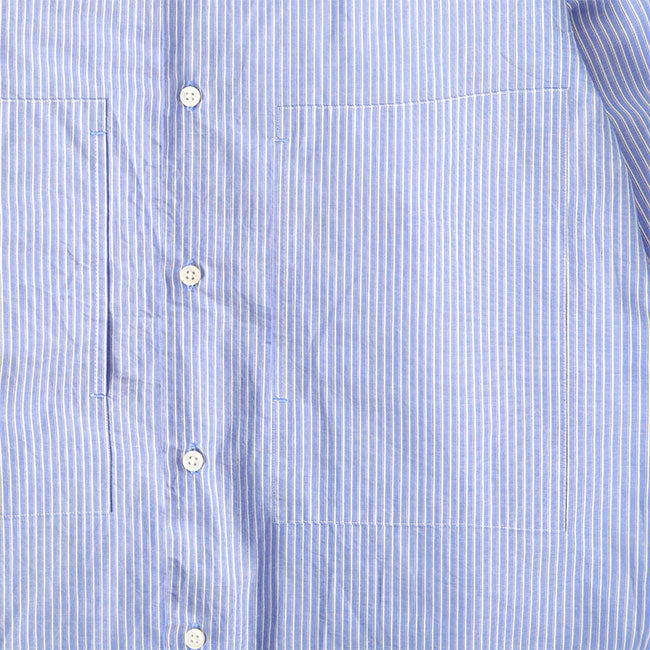 STILL BY HAND スティルバイハンド ストライプ ナローカラー コットンラミーシャツ SH04231 バンドカラー 長袖シャツ メンズ
