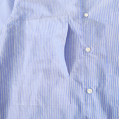 STILL BY HAND スティルバイハンド ストライプ ナローカラー コットンラミーシャツ SH04231 バンドカラー 長袖シャツ メンズ