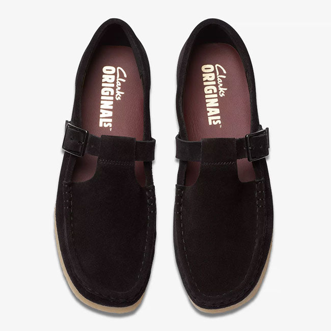 Clarks クラークス WALLABEE T BAR ワラビー Tバーストラップ ローファー 26175666 黒 レディース