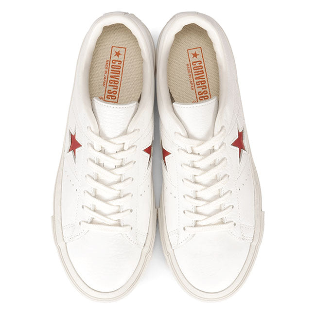 CONVERSE コンバース 日本製 ワンスター J エンボスレザー スニーカー ONE STAR J EB LEATHER 白赤 シューズ メンズ レディース
