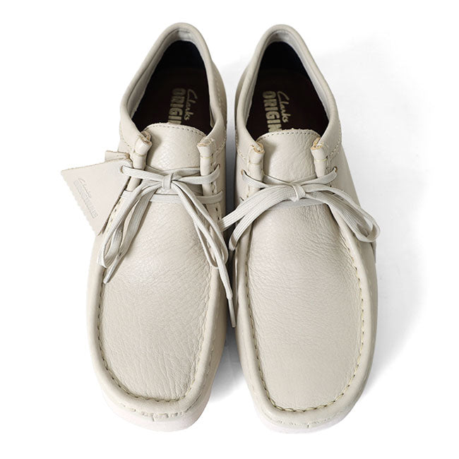 CLARKS クラークス Wallabee GTX ワラビー ゴアテックス レザー モカシンシューズ 26185541 白 レザースニーカー メンズ